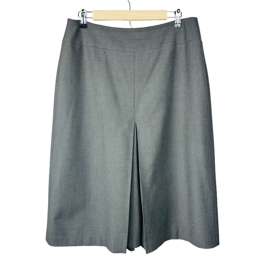 ANN TAYLOR SINGLE PLEAT HIGH WAISTED A-LINE MIDI MODEST CAREER SKIRT